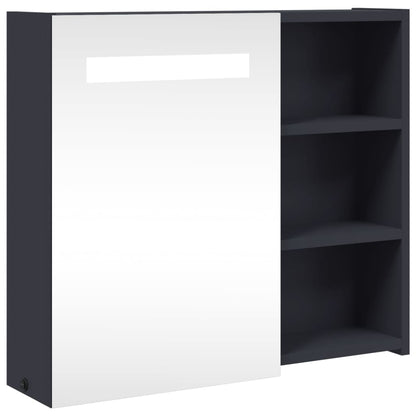 vidaXL Bathroom Mirror Cabinet with LED Light Grey 60x13x52 cm