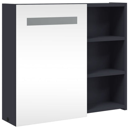 vidaXL Bathroom Mirror Cabinet with LED Light Grey 60x13x52 cm