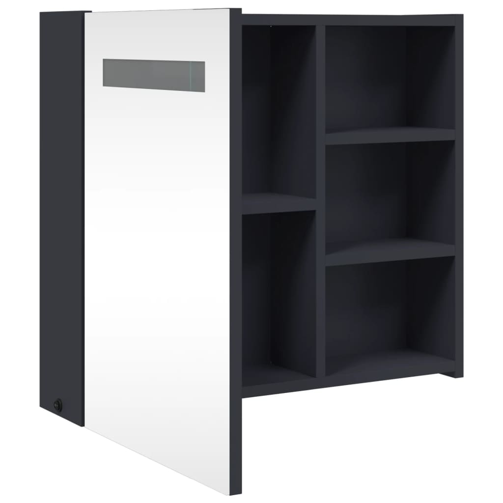 vidaXL Bathroom Mirror Cabinet with LED Light Grey 60x13x52 cm