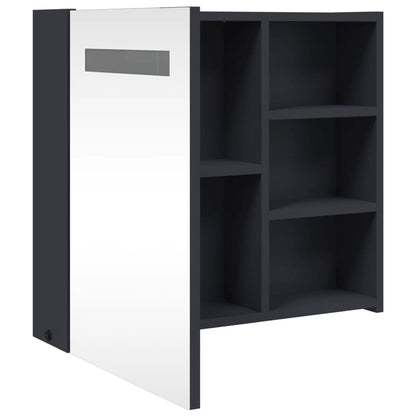 vidaXL Bathroom Mirror Cabinet with LED Light Grey 60x13x52 cm