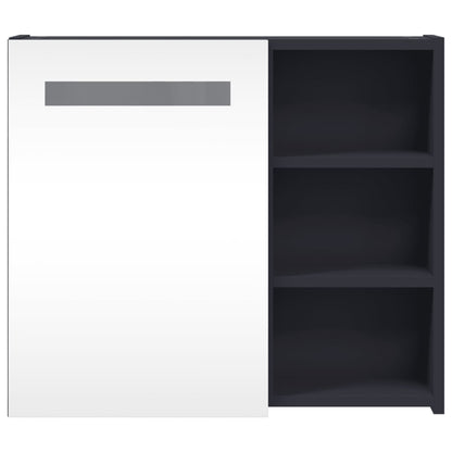 vidaXL Bathroom Mirror Cabinet with LED Light Grey 60x13x52 cm