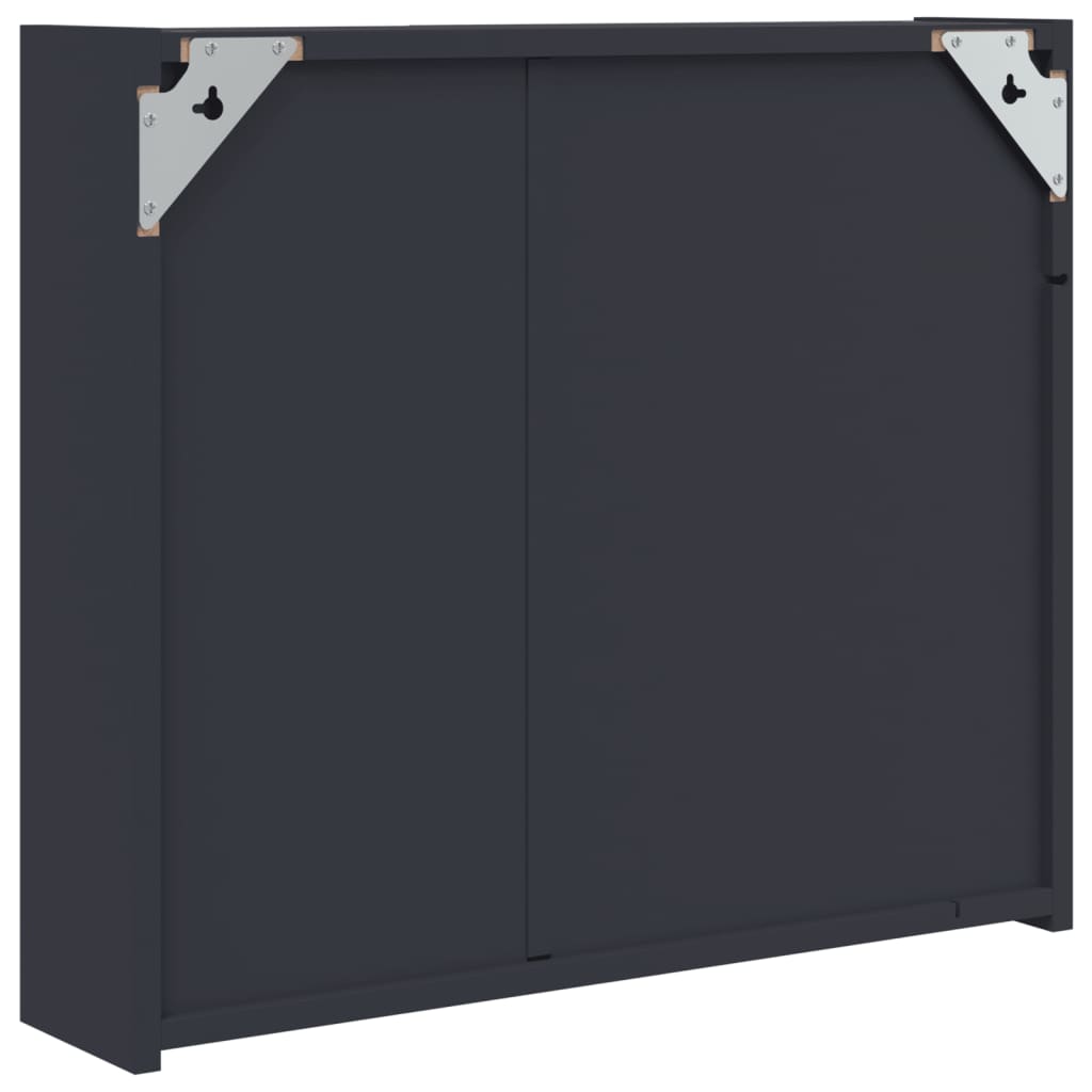 vidaXL Bathroom Mirror Cabinet with LED Light Grey 60x13x52 cm