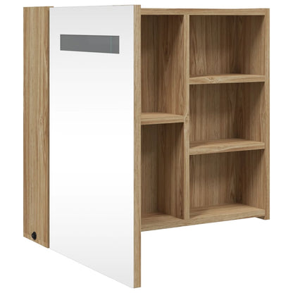 vidaXL Bathroom Mirror Cabinet with LED Light Oak 60x13x52 cm