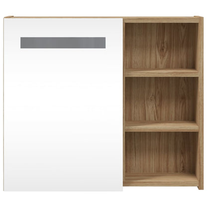 vidaXL Bathroom Mirror Cabinet with LED Light Oak 60x13x52 cm