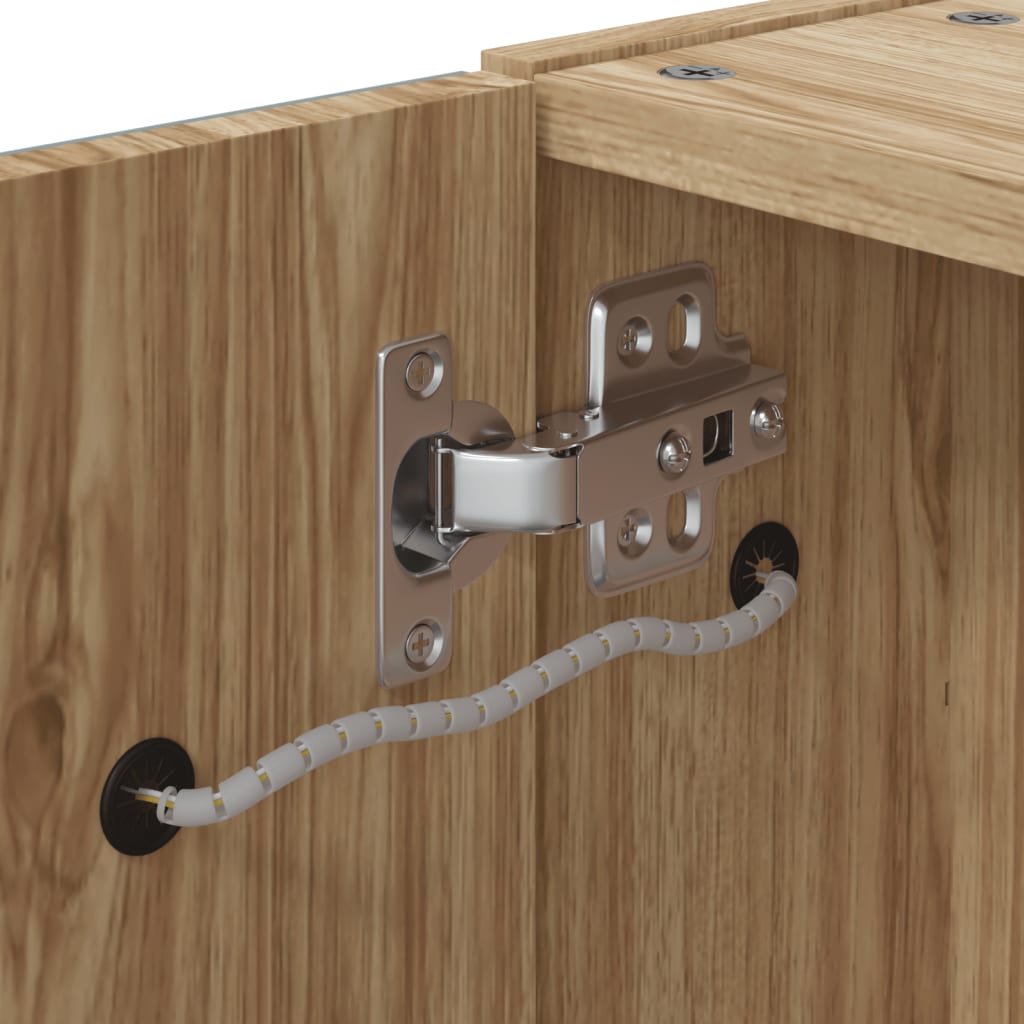 vidaXL Bathroom Mirror Cabinet with LED Light Oak 60x13x52 cm