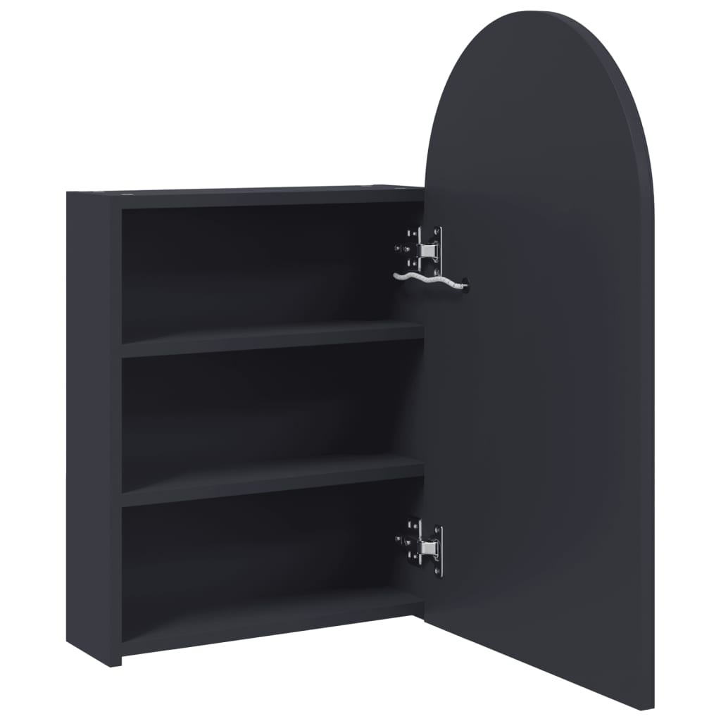 vidaXL Bathroom Mirror Cabinet with LED Light Arched Grey 42x13x70 cm