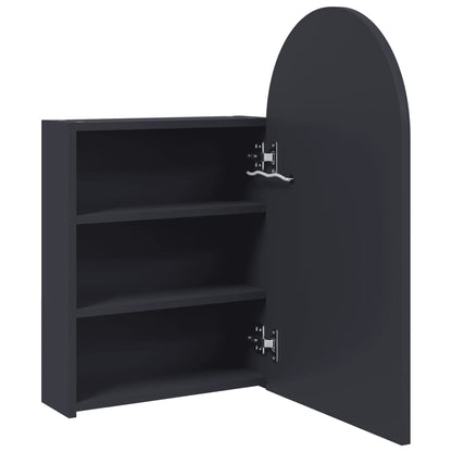 vidaXL Bathroom Mirror Cabinet with LED Light Arched Grey 42x13x70 cm