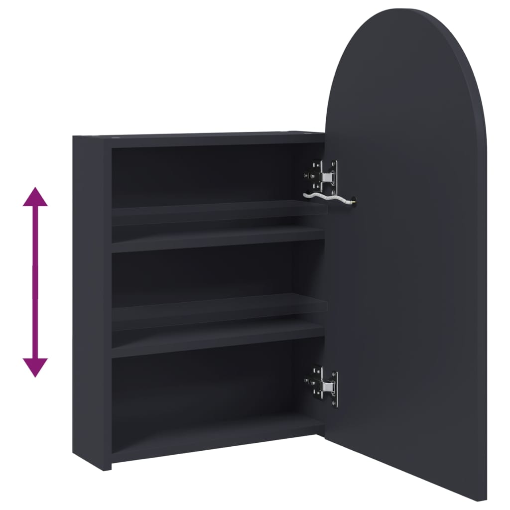 vidaXL Bathroom Mirror Cabinet with LED Light Arched Grey 42x13x70 cm