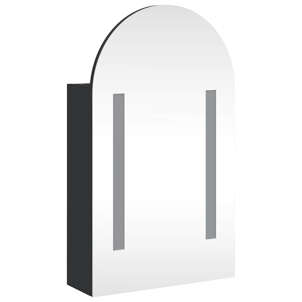 vidaXL Bathroom Mirror Cabinet with LED Light Arched Black 42x13x70 cm
