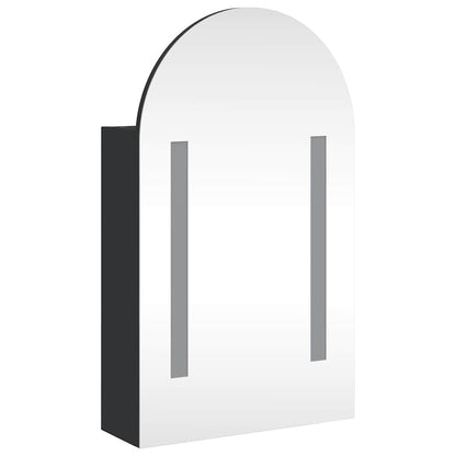 vidaXL Bathroom Mirror Cabinet with LED Light Arched Black 42x13x70 cm