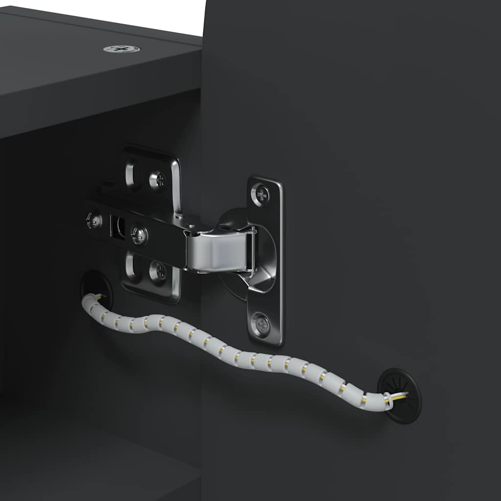 vidaXL Bathroom Mirror Cabinet with LED Light Arched Black 42x13x70 cm