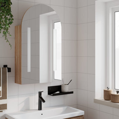 vidaXL Bathroom Mirror Cabinet with LED Light Arched Oak 42x13x70 cm