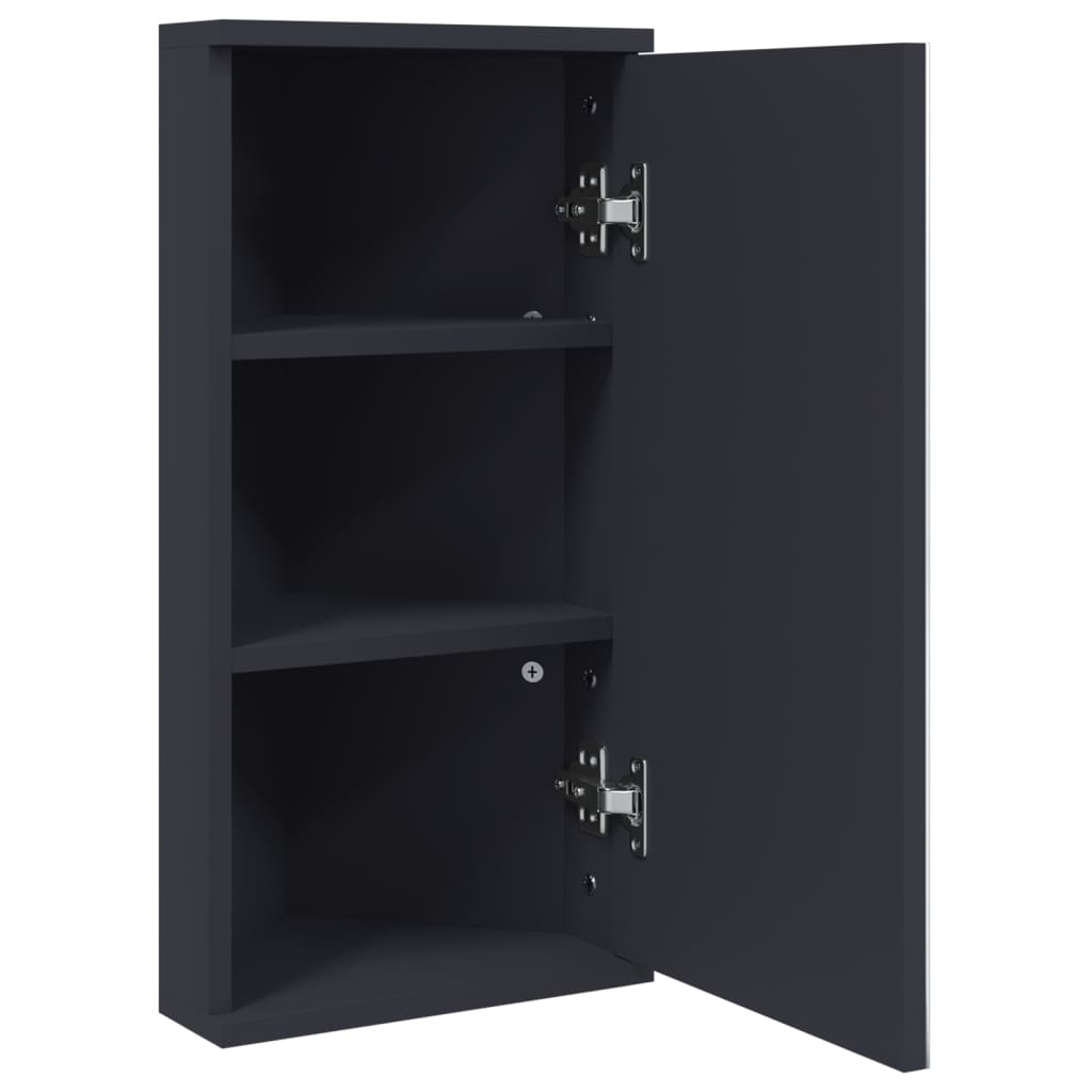 vidaXL Corner Bathroom Mirror Cabinet Grey 30x24x60 cm
