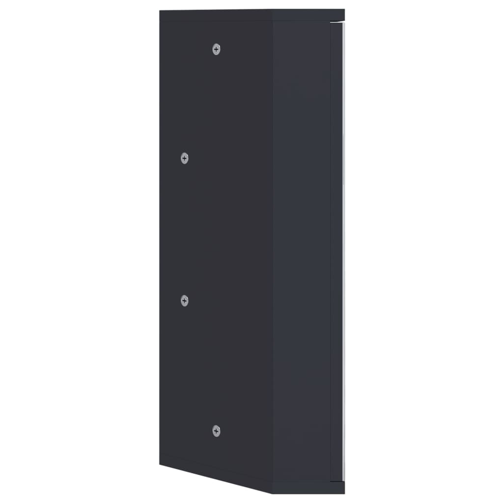 vidaXL Corner Bathroom Mirror Cabinet Grey 30x24x60 cm