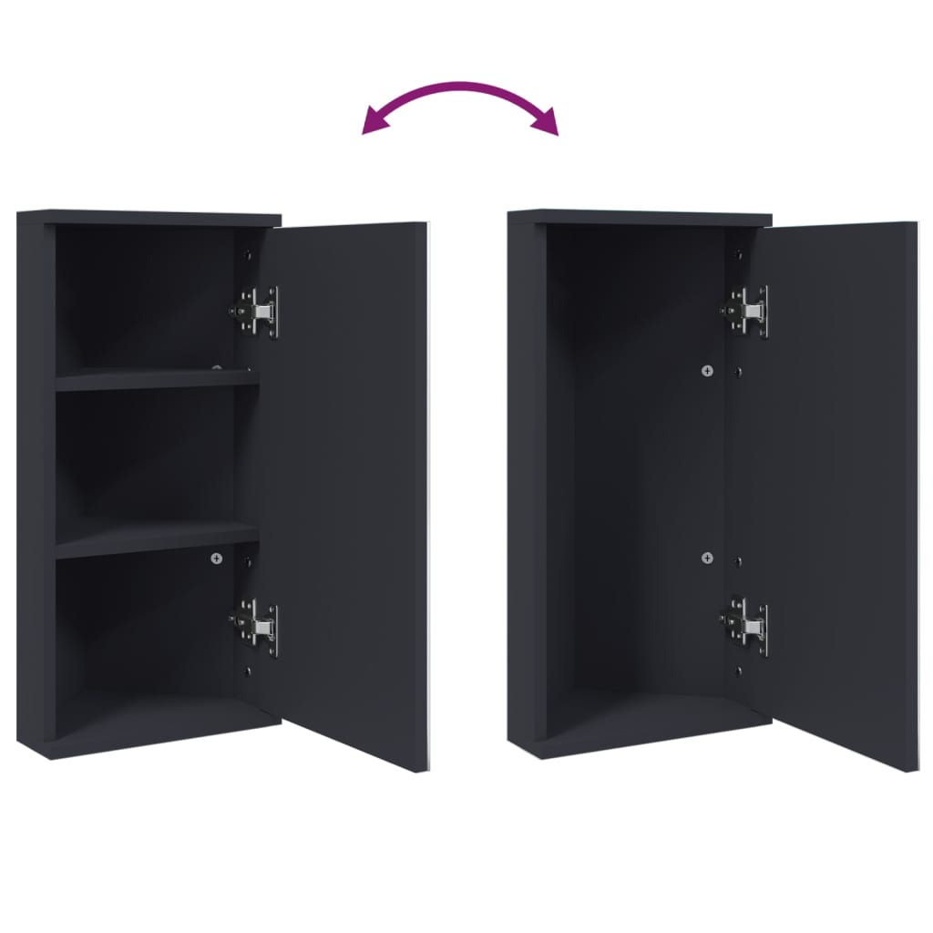 vidaXL Corner Bathroom Mirror Cabinet Grey 30x24x60 cm