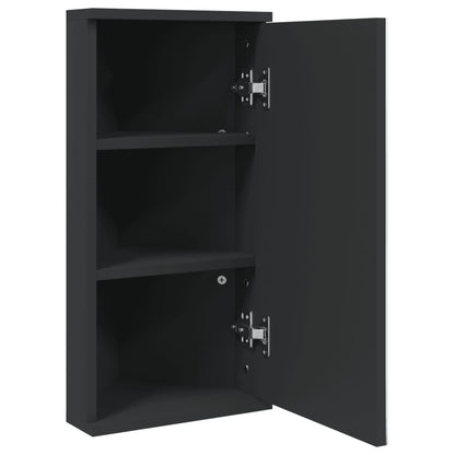 vidaXL Corner Bathroom Mirror Cabinet Black 30x24x60 cm