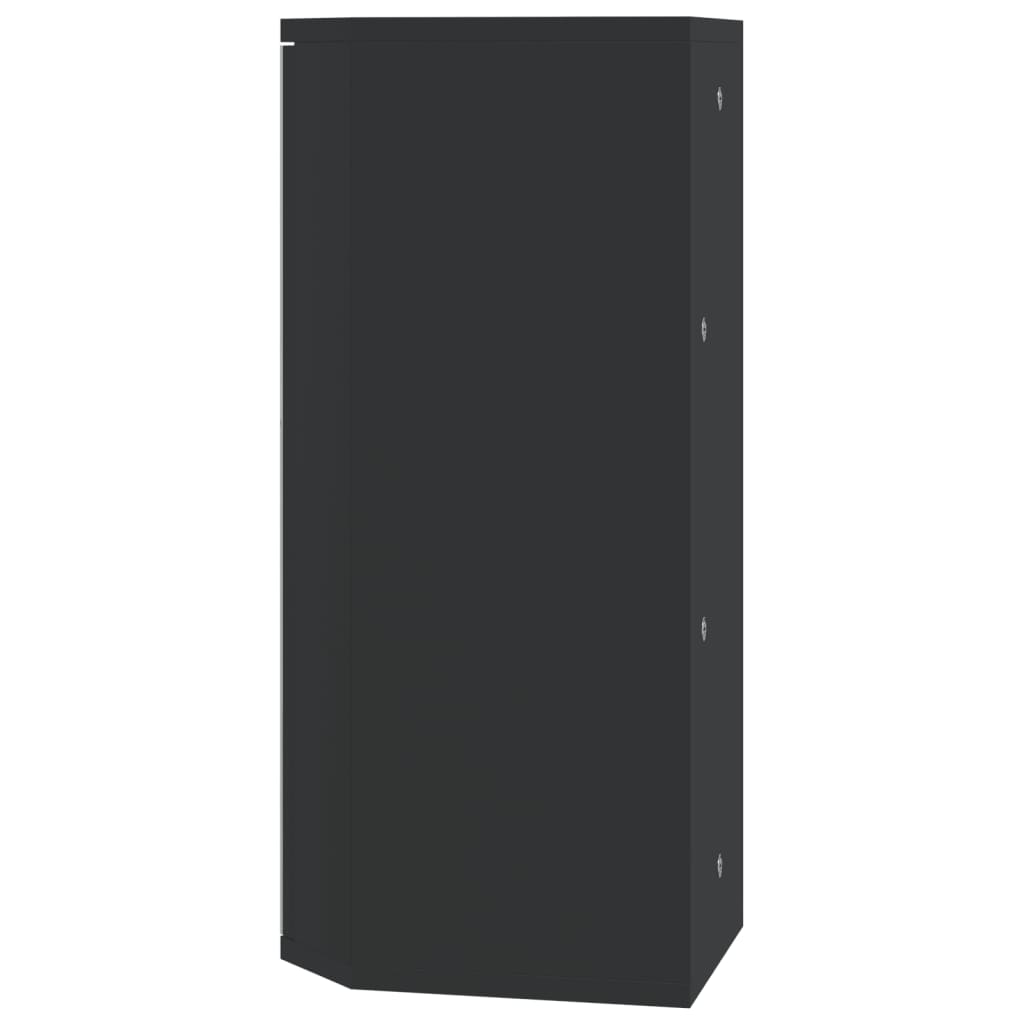 vidaXL Corner Bathroom Mirror Cabinet Black 30x24x60 cm