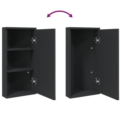 vidaXL Corner Bathroom Mirror Cabinet Black 30x24x60 cm