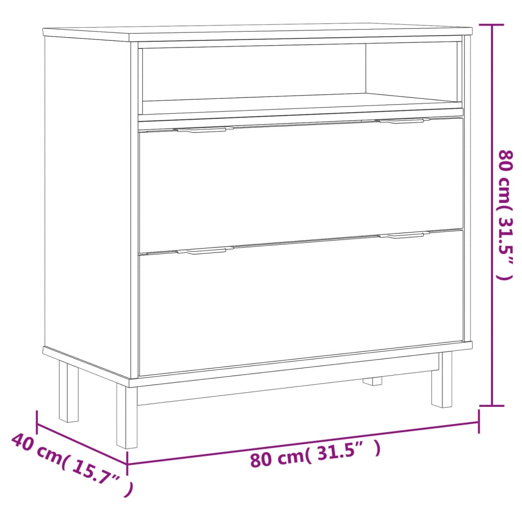 vidaXL Drawer Cabinet FLAM 80x40x80 cm Solid Wood Pine