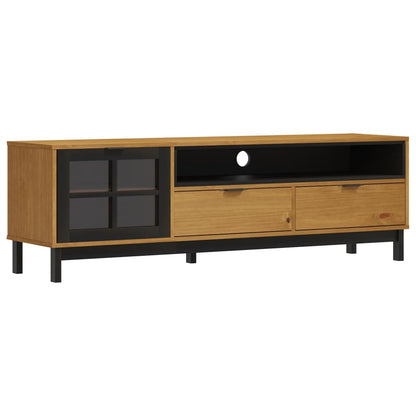 vidaXL TV Cabinet with Glass Door "FLAM" 158x40x50 cm Solid Wood Pine