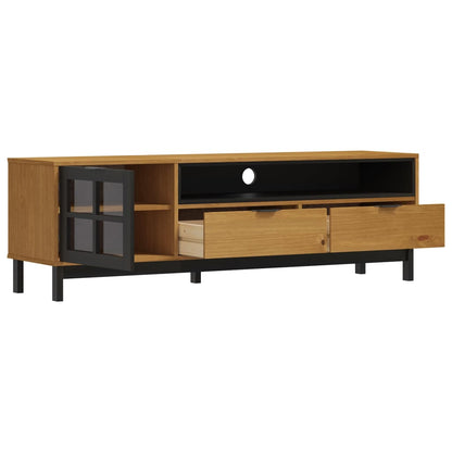 vidaXL TV Cabinet with Glass Door "FLAM" 158x40x50 cm Solid Wood Pine