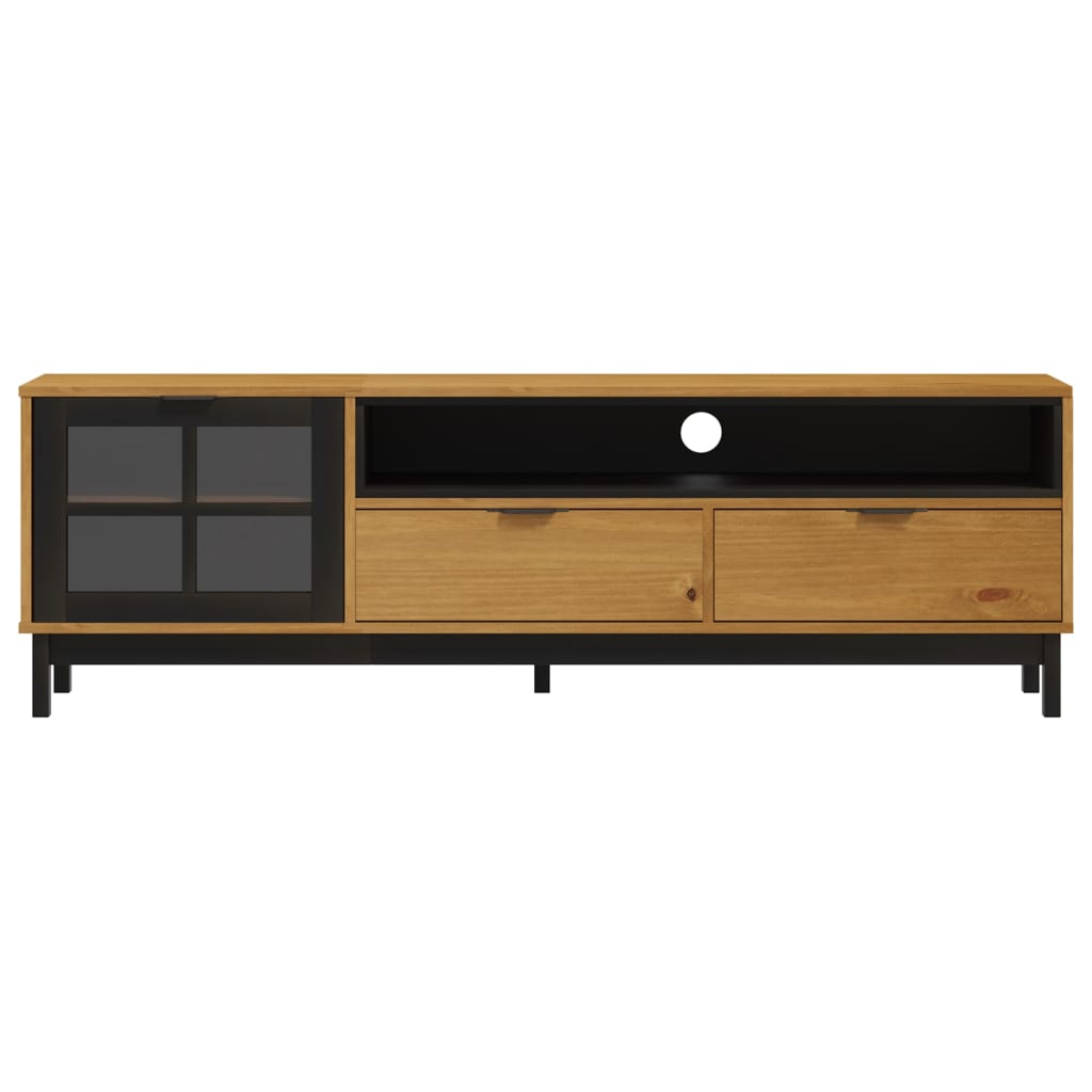 vidaXL TV Cabinet with Glass Door "FLAM" 158x40x50 cm Solid Wood Pine
