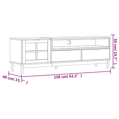 vidaXL TV Cabinet with Glass Door FLAM 158x40x50 cm Solid Wood Pine