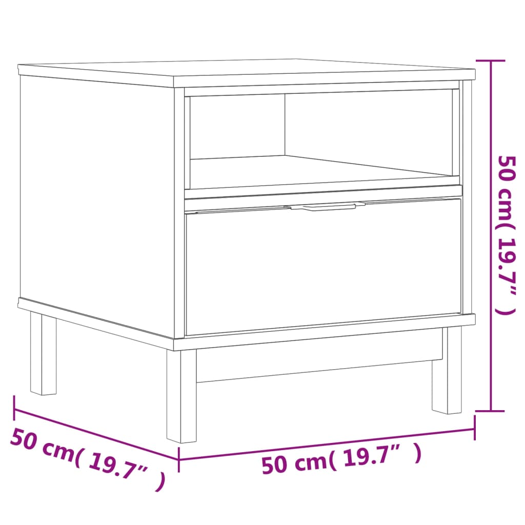 vidaXL Side Table "FLAM" 50x50x50 cm Solid Wood Pine