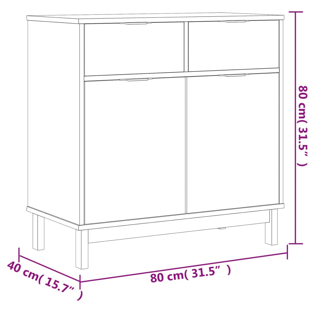vidaXL Sideboard FLAM 80x40x80 cm Solid Wood Pine