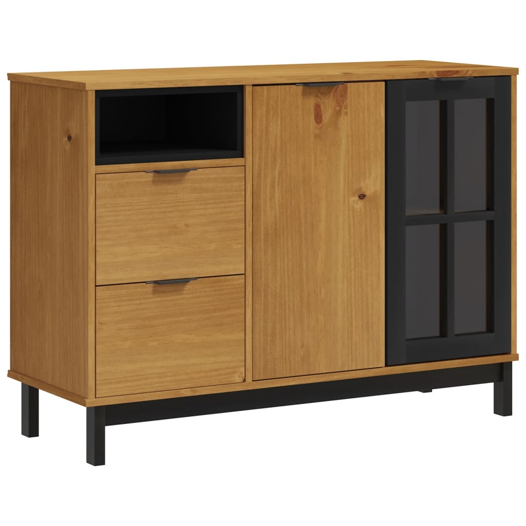 vidaXL Sideboard with Glass Door "FLAM" 110x40x80 cm Solid Wood Pine