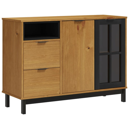 vidaXL Sideboard with Glass Door "FLAM" 110x40x80 cm Solid Wood Pine