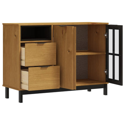 vidaXL Sideboard with Glass Door "FLAM" 110x40x80 cm Solid Wood Pine