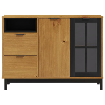 vidaXL Sideboard with Glass Door "FLAM" 110x40x80 cm Solid Wood Pine