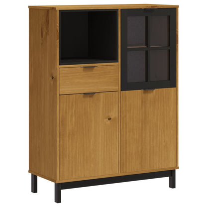 vidaXL Highboard with Glass Door "FLAM" 92x40x122,5 cm Solid Wood Pine