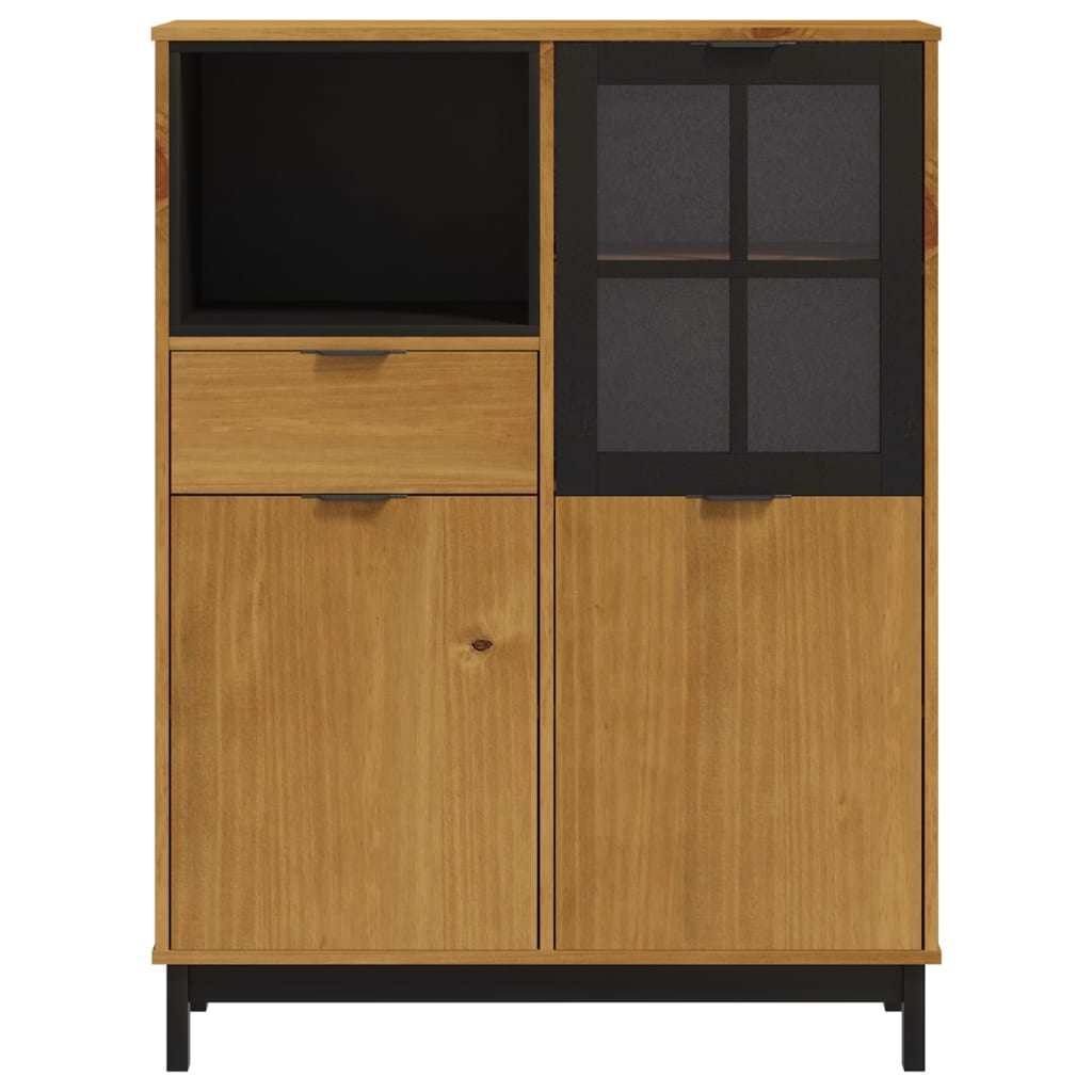 vidaXL Highboard with Glass Door "FLAM" 92x40x122,5 cm Solid Wood Pine