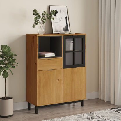 vidaXL Highboard with Glass Door "FLAM" 92x40x122,5 cm Solid Wood Pine
