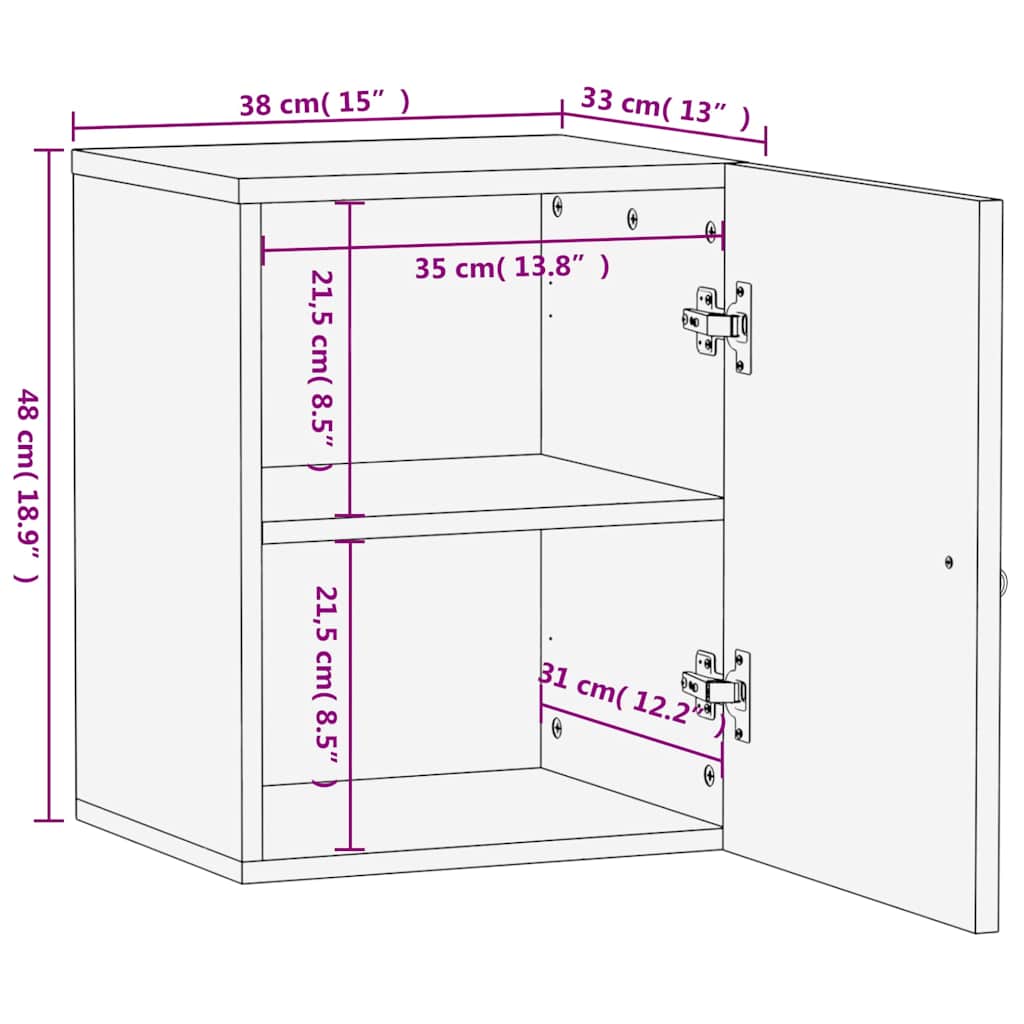 vidaXL Bathroom Wall Cabinet 38x33x48 cm Solid Wood Mango