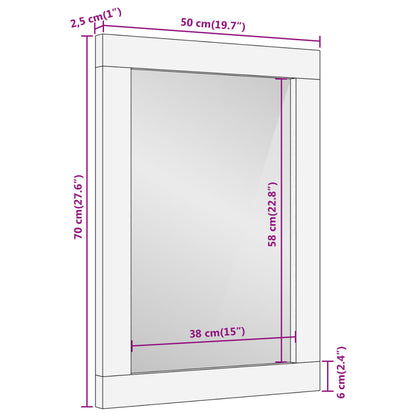vidaXL Bathroom Mirror 50x70x2.5 cm Solid Wood Mango and Glass