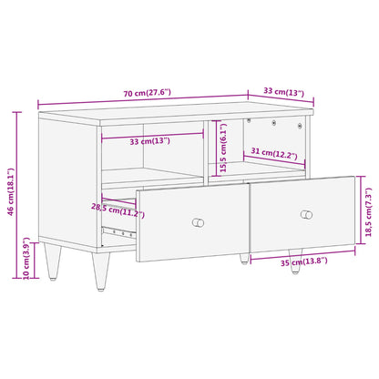 vidaXL TV Cabinet 70x33x46 cm Solid Wood Mango