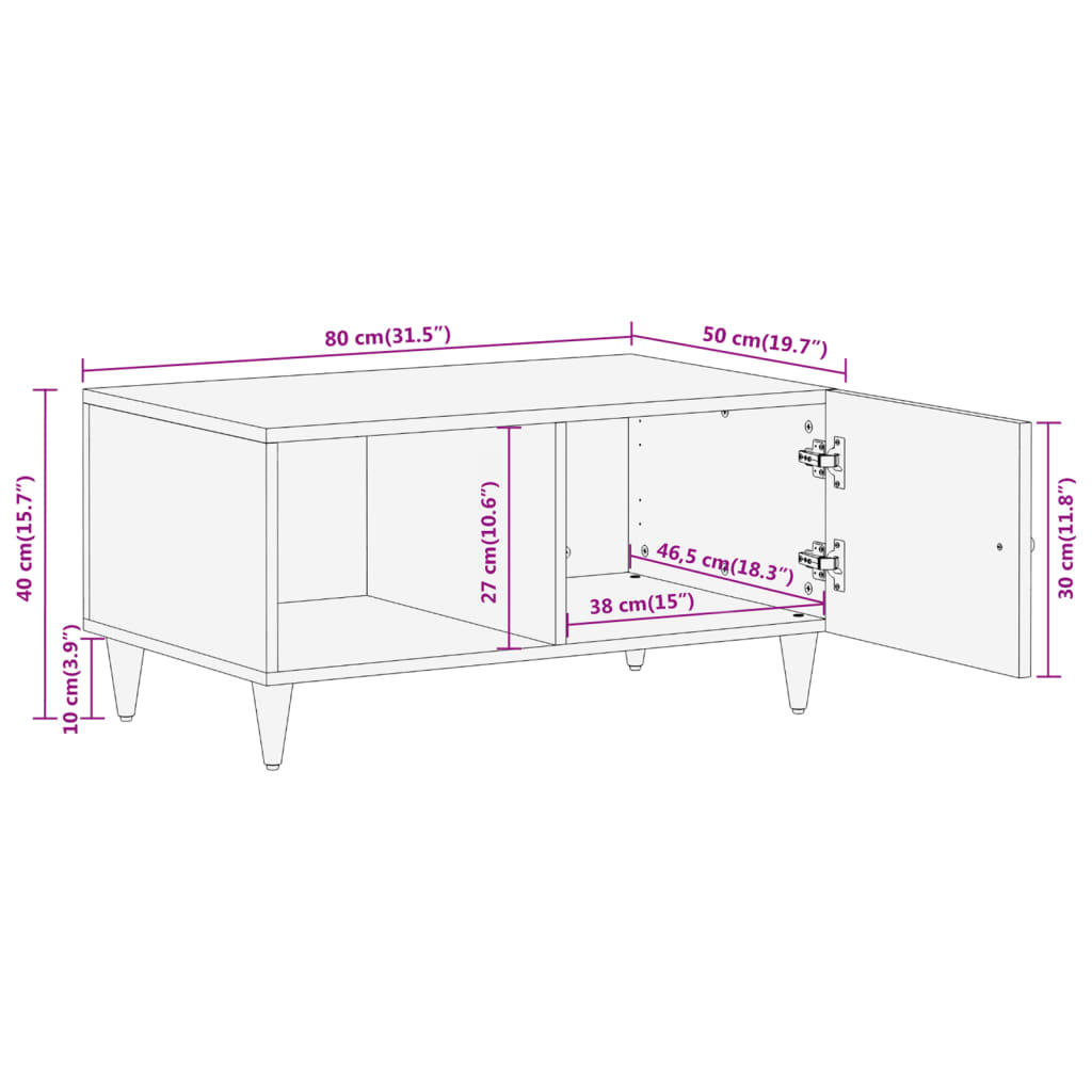 vidaXL Coffee Table 80x50x40 cm Solid Wood Mango
