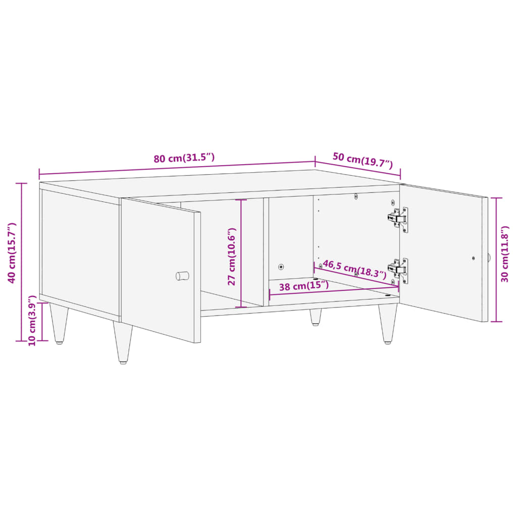 vidaXL Coffee Table 80x50x40 cm Solid Wood Mango