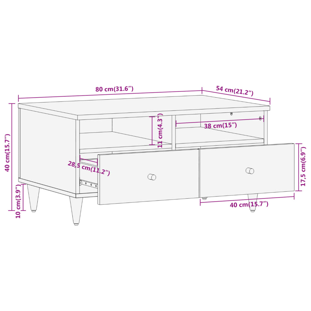 vidaXL Coffee Table 80x54x40 cm Solid Wood Mango
