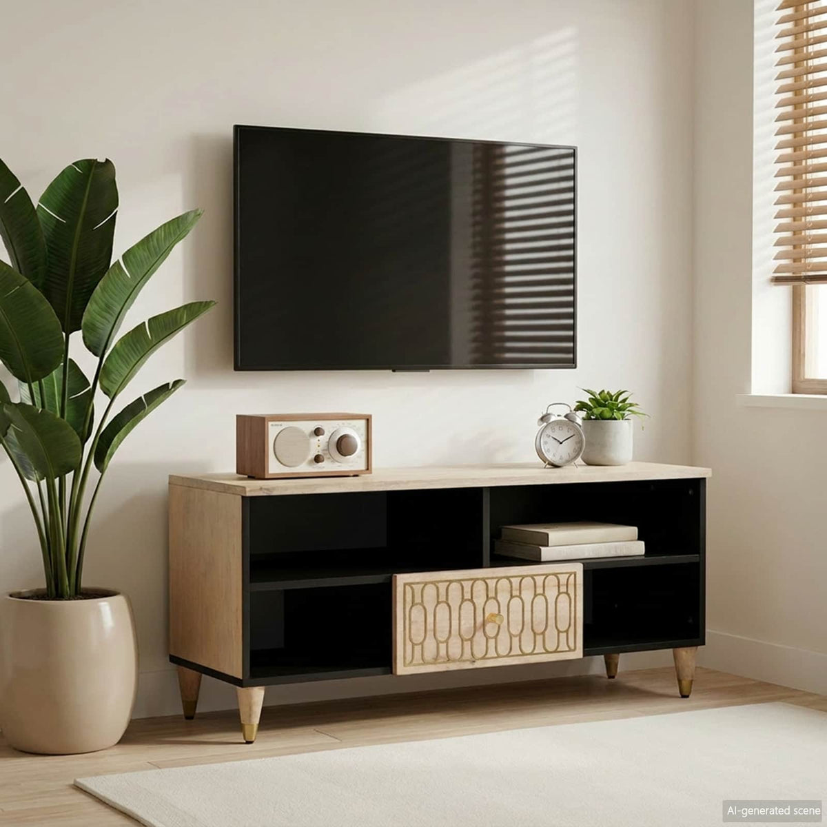 vidaXL TV Cabinet 100x33x46 cm Solid Wood Mango