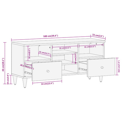 vidaXL TV Cabinet 100x33x46 cm Solid Wood Mango