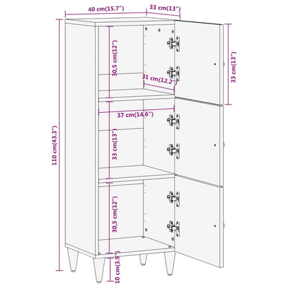 vidaXL Highboard 40x33x110 cm Solid Wood Mango