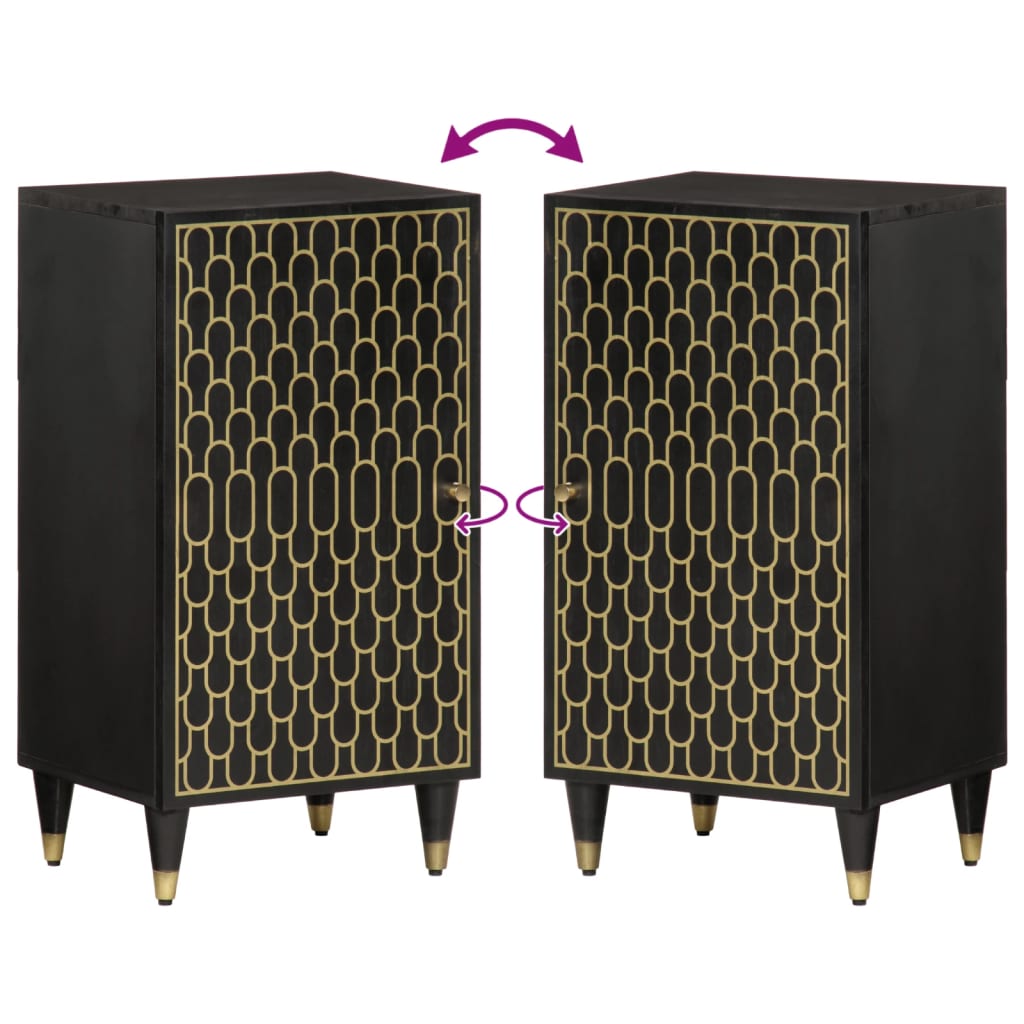 vidaXL Side Cabinet | Black | Solid mango wood, engineered wood