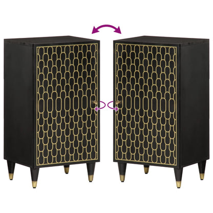 vidaXL Side Cabinet | Black | Solid mango wood, engineered wood