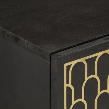 vidaXL Side Cabinet | Black | Solid mango wood, engineered wood
