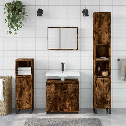 vidaXL 2 Piece Bathroom Furniture Set Smoked Oak Engineered Wood