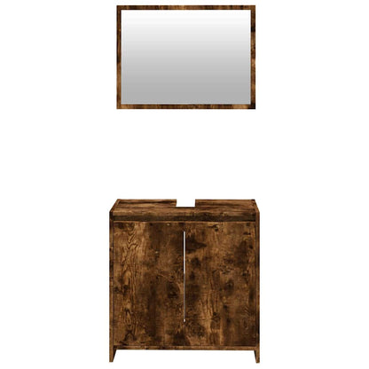 vidaXL 2 Piece Bathroom Furniture Set Smoked Oak Engineered Wood